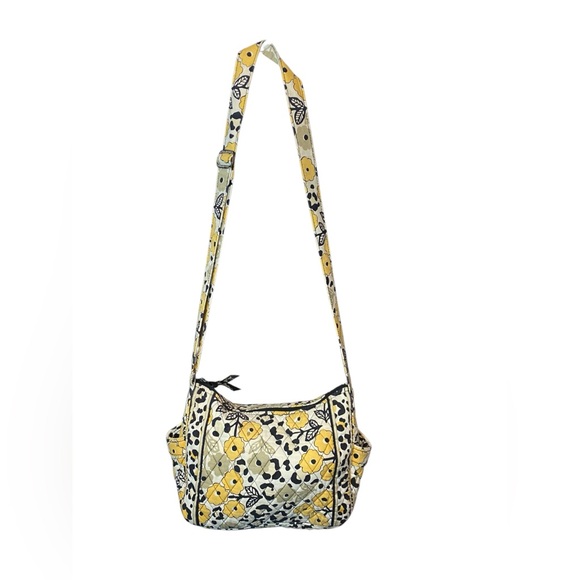 Vera Bradley Crossbody Bag Go Wild Black Yellow Floral Medium - Picture 2 of 7